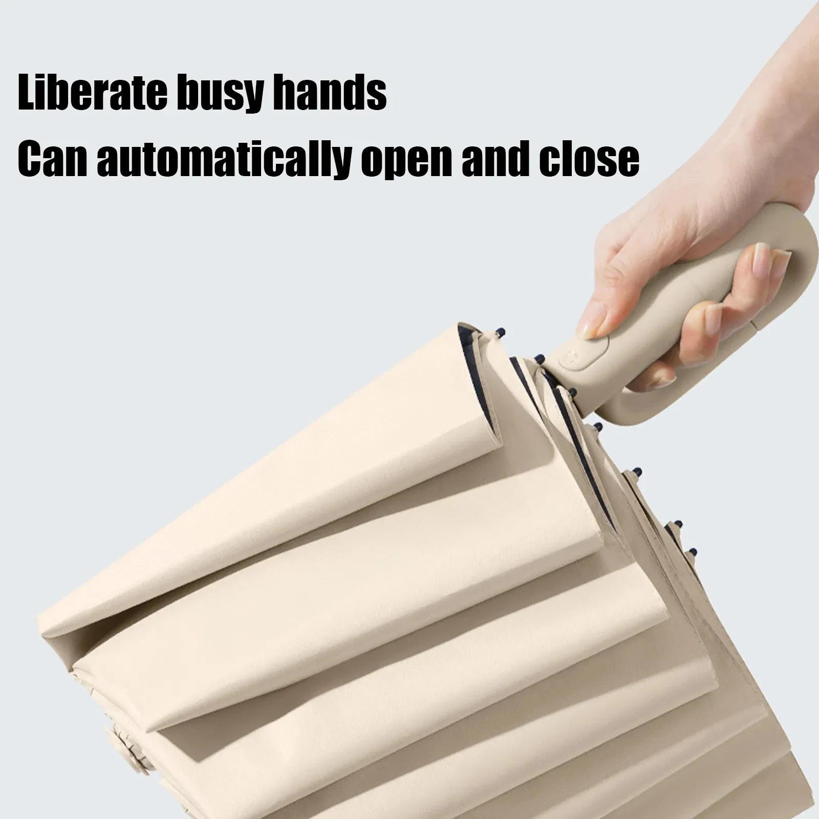 Automatic Umbrella, Sturdy and Windproof, Inverted Automatic Open/Close, Travel-Friendly, Compact Fold, with Loop Handle, Suitable for Both Men and Women.