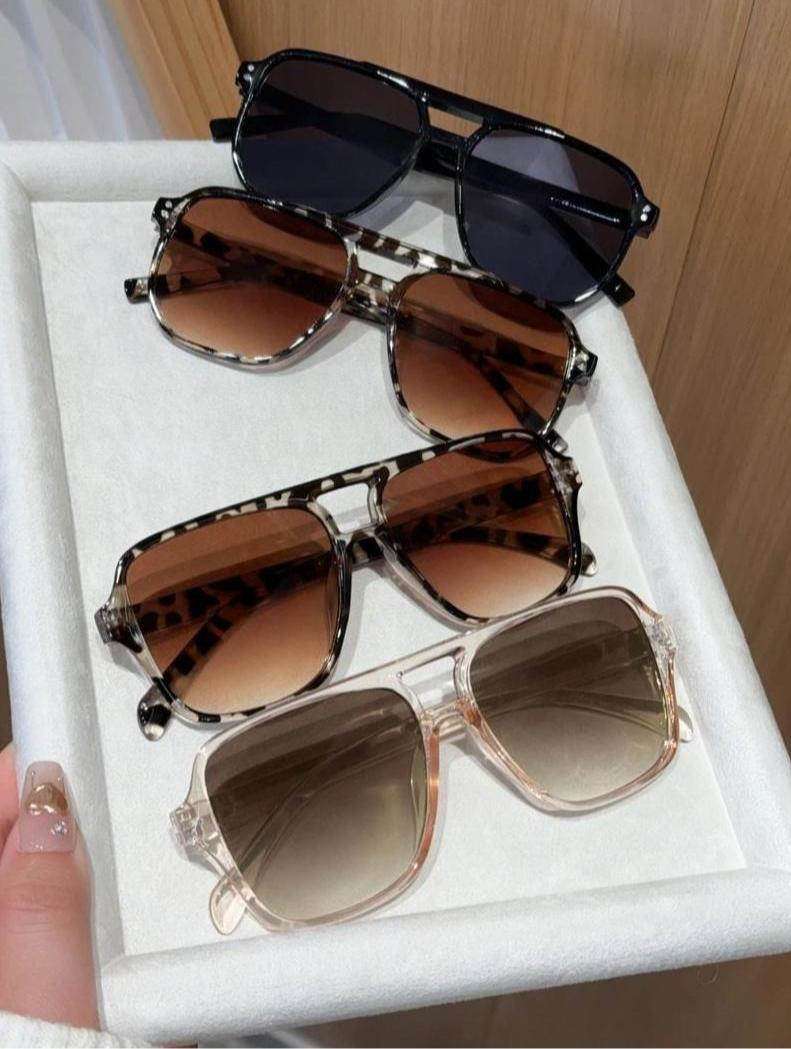 4-Pack Unisex Y2K Polarized Aviator Sunglasses, Vintage Square Lightweight Shades, UV Protection Fashion Eyewear for Daily & Outdoor Wear