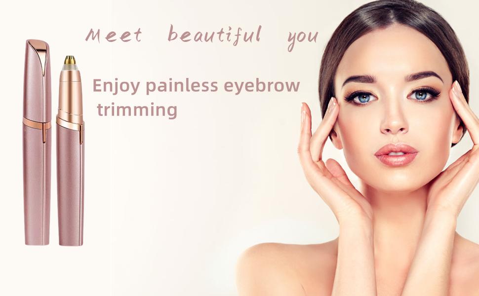 Electric Eyebrow Hair Remover with LED Light, Stainless Steel Blade, Rechargeable, Painless & Anti-Allergenic Eyebrow Trimmer, Multi-Functional Facial Hair Removal Tool for Clean Skin