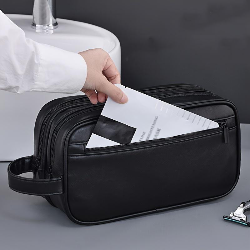 Men's toiletry bag, sports business travel PU leather toiletry bag, casual men's handbag