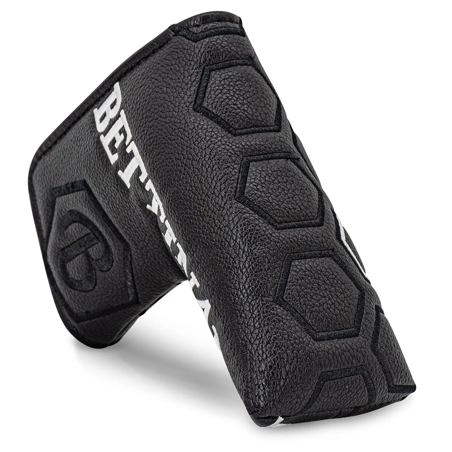 Grid Big B Golf Putter Head Cover, Waterproof Thick PU Leather, Embroidered Blade Putter Cover, Universal Golf Club Protector for Men Women