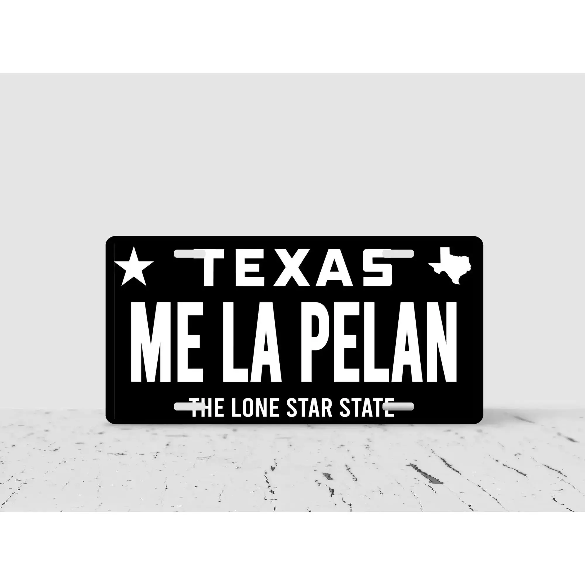 warning,funny,private,solicit,decorative,ME LA PELAN Personalized TEXAS CAR PLATE THE LONE STAR STATE Black and White Design Car Decoration, Cars Accessories, Cute Car Decor