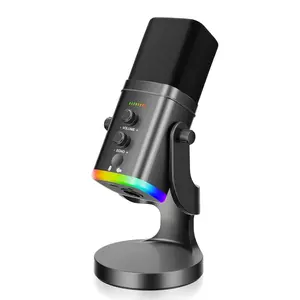 XLR/USB Game Microphone Kit, Dynamic PC Mic for Streaming and Podcasts, Live Broadcast, Software Support, Mute Button, Gain Control, RGB Mic with Arm Stand