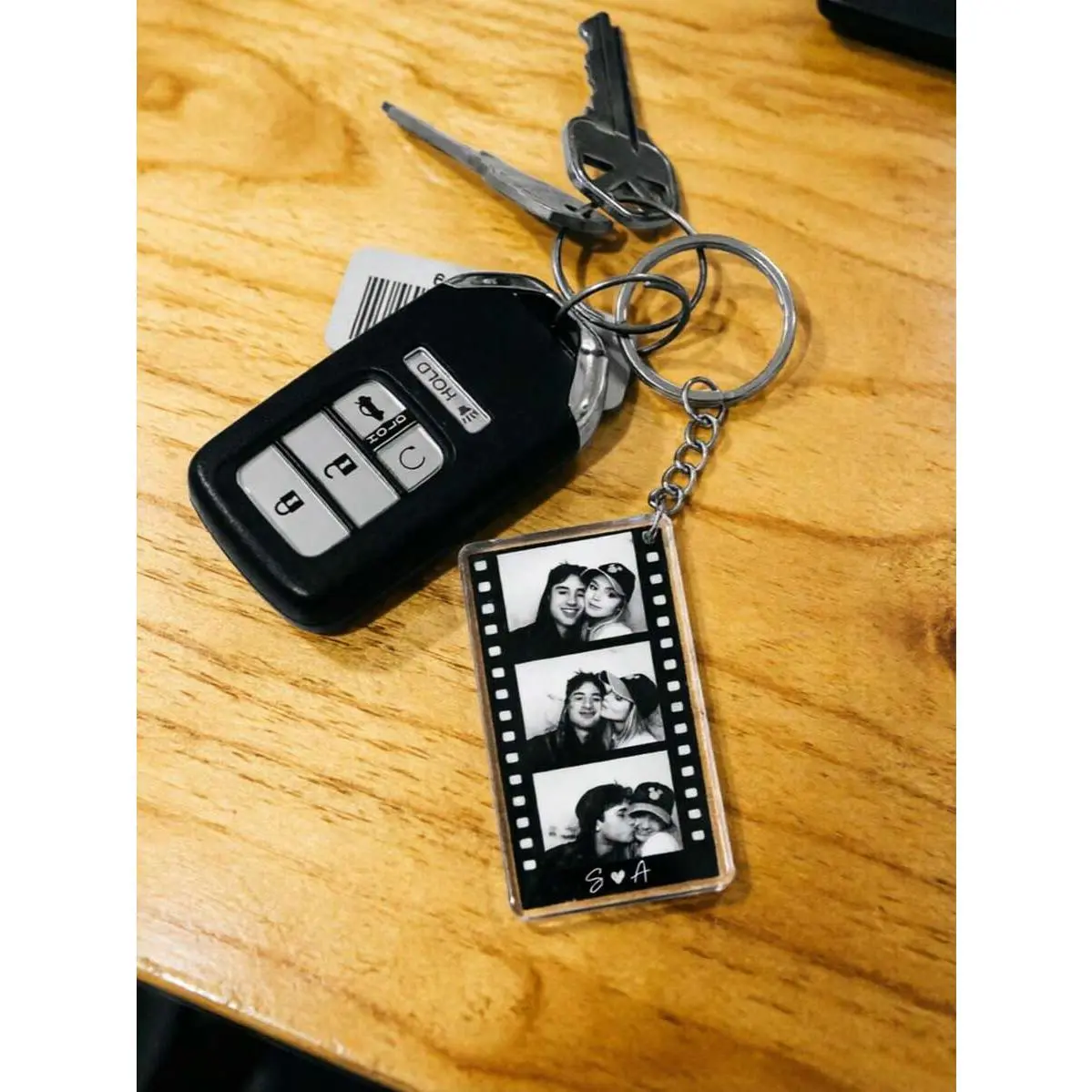 Customized Photo-Based Rectangular Acrylic Keychain - Unisex Couple Strap Pendant, Valentine's Day Anniversary Gift, Holiday Gift