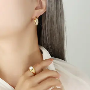 Design sense Dubai temperament personality trend fashion full of diamonds zircon inlaid U-shaped earrings women's titanium steel gold-plated ear buckles