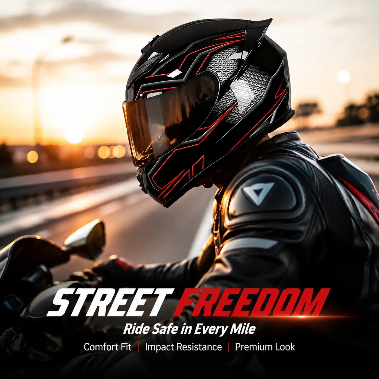 3C Dot Dual Certified Retro Motorcycle Full Face Helmet, Unisex All-Season Biker Helmet, Print, Summer Breathable Winter Warm Riding Safety Helmet