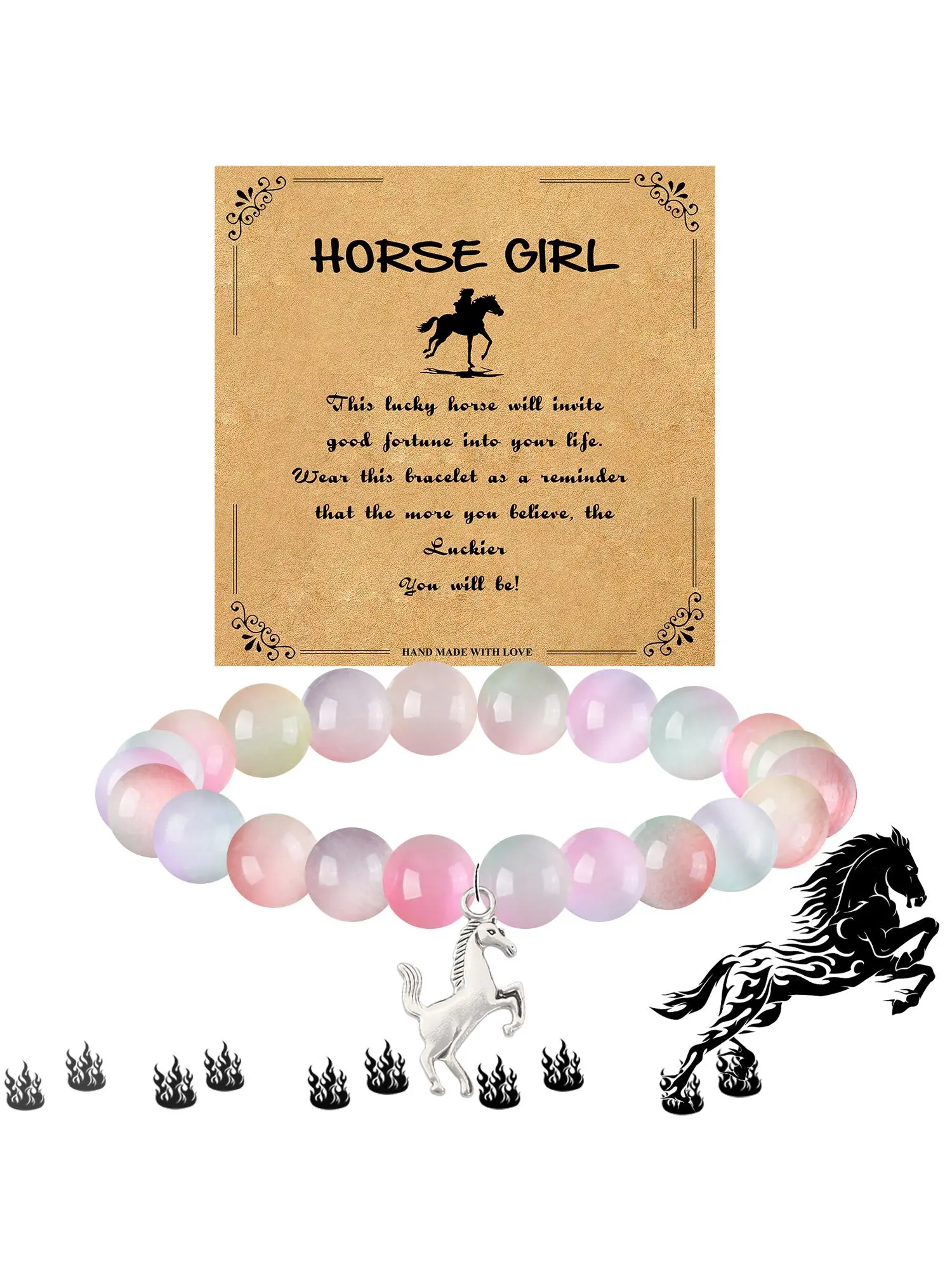 Horse & Unicorn Design Beaded Bracelet, Fashionable Jewelry for Women & Girls, Trendy All-match & Exquisite Jewelry for Birthday Gift
