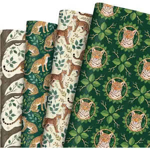 12 Sheet Leopard Wrapping Paper, Jungle Leopard Print  Wrap Paper for DIY Crafts,  Wrapping Papers for Boys Girls  Birthday,  Shower, Jungle Theme  Party, 28 x 20 In