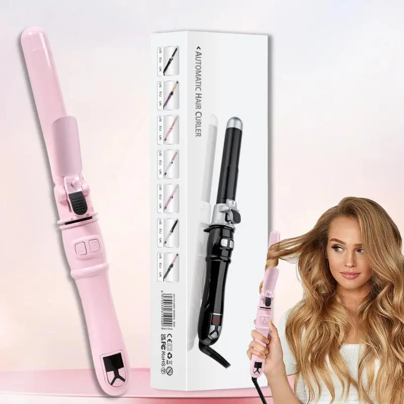 Automatic Rotating Hair Curling Iron, Electric Heated Curler with LCD Display for Women, Portable Hair Styling Tool for Home & Salon Use, Curling Iron Styler