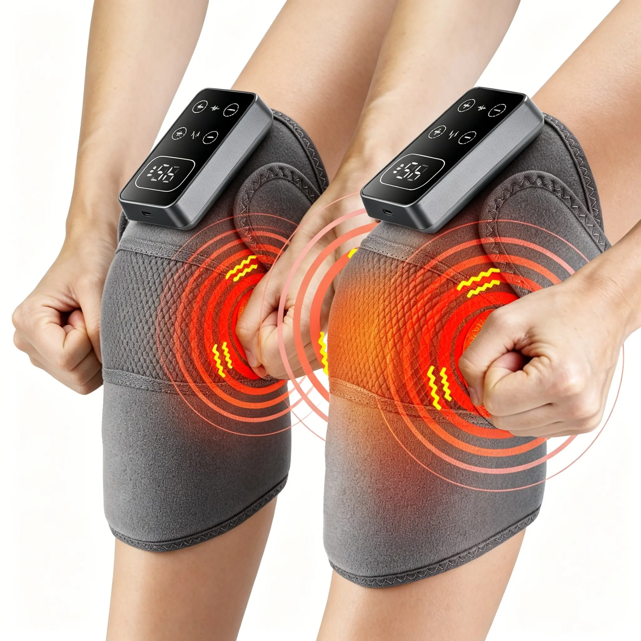Cordless Heating Knee Massager with 5 Heat Levels, 3 Vibration Modes, Extension Strap, Smart Timer for 30 Minutes, Knee Support  for Arthritis Muscle Relaxation