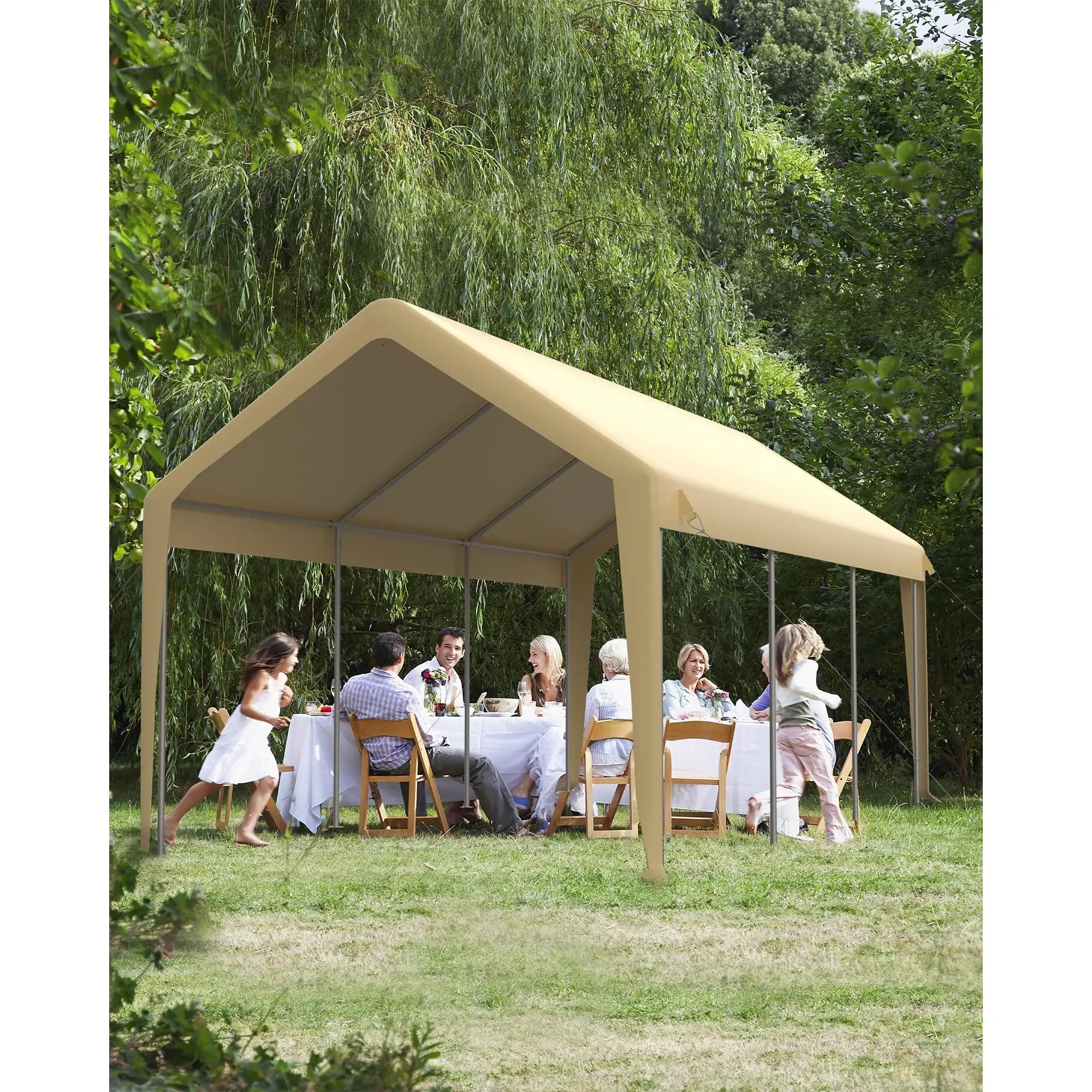 Carport Canopy Replacement Cover, 200GSM Heavy Duty PE Canopy Only, Waterproof UV Resistant Shelter Tarp for Car/Truck/Boat - No Frame Included