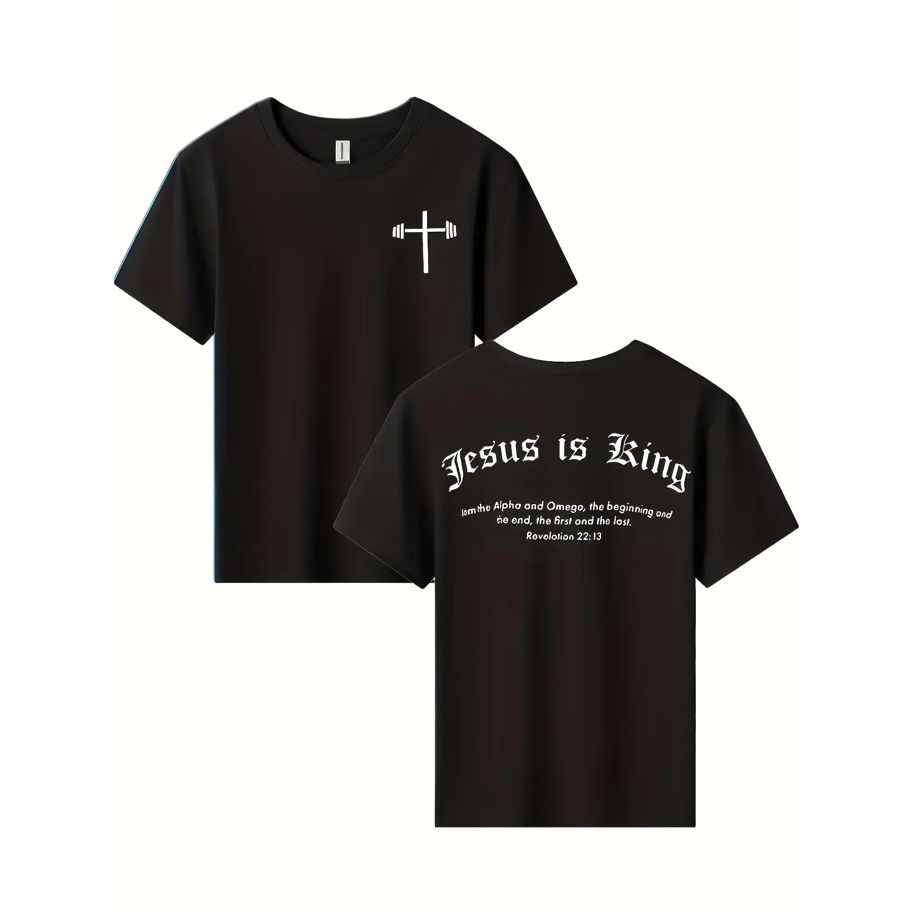 Boys' is King T-Shirt | Double-Sided Print with Cross and John 3:16, Breathable Moisture-Wicking Fabric, Casual Crew Neck, Short Sleeve, Machine Washable, Perfect for Spring, Summer, Fall