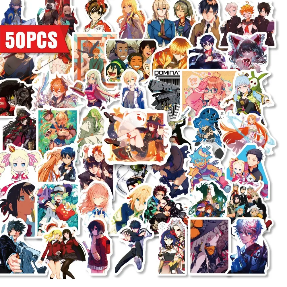 Waterproof Anime Cartoon Character Graffiti Stickers 50Pcs DIY Decor Decals for Suitcase Motorcycle Helmet Auto