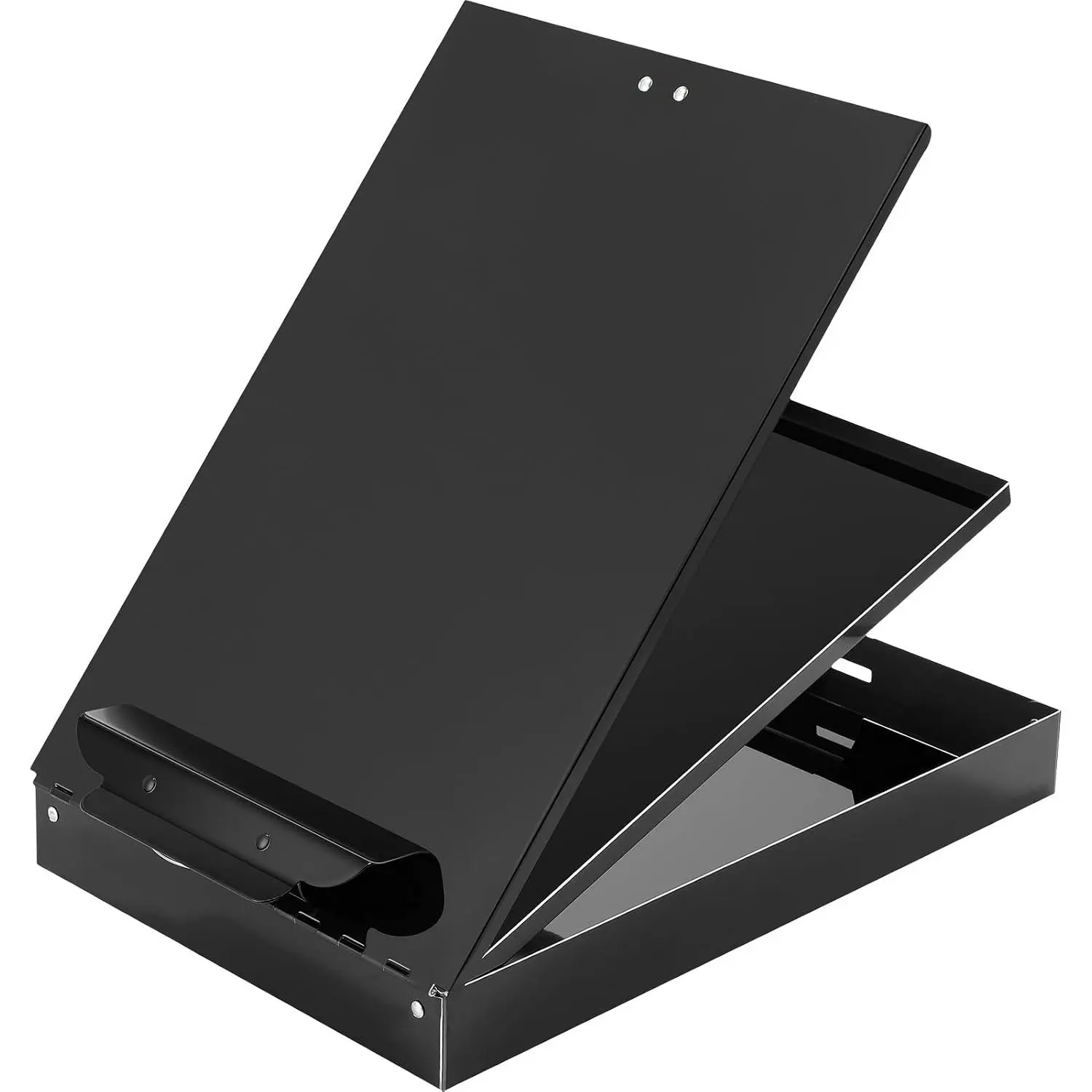 Metal Storage Clipboard, Black Heavy Duty  Clip Board | 14'' x 9.06'' x 2.95'',  Storage Box Design, Contractor Form Holder, Paper Holder with High Capacity Clip, Letter Size