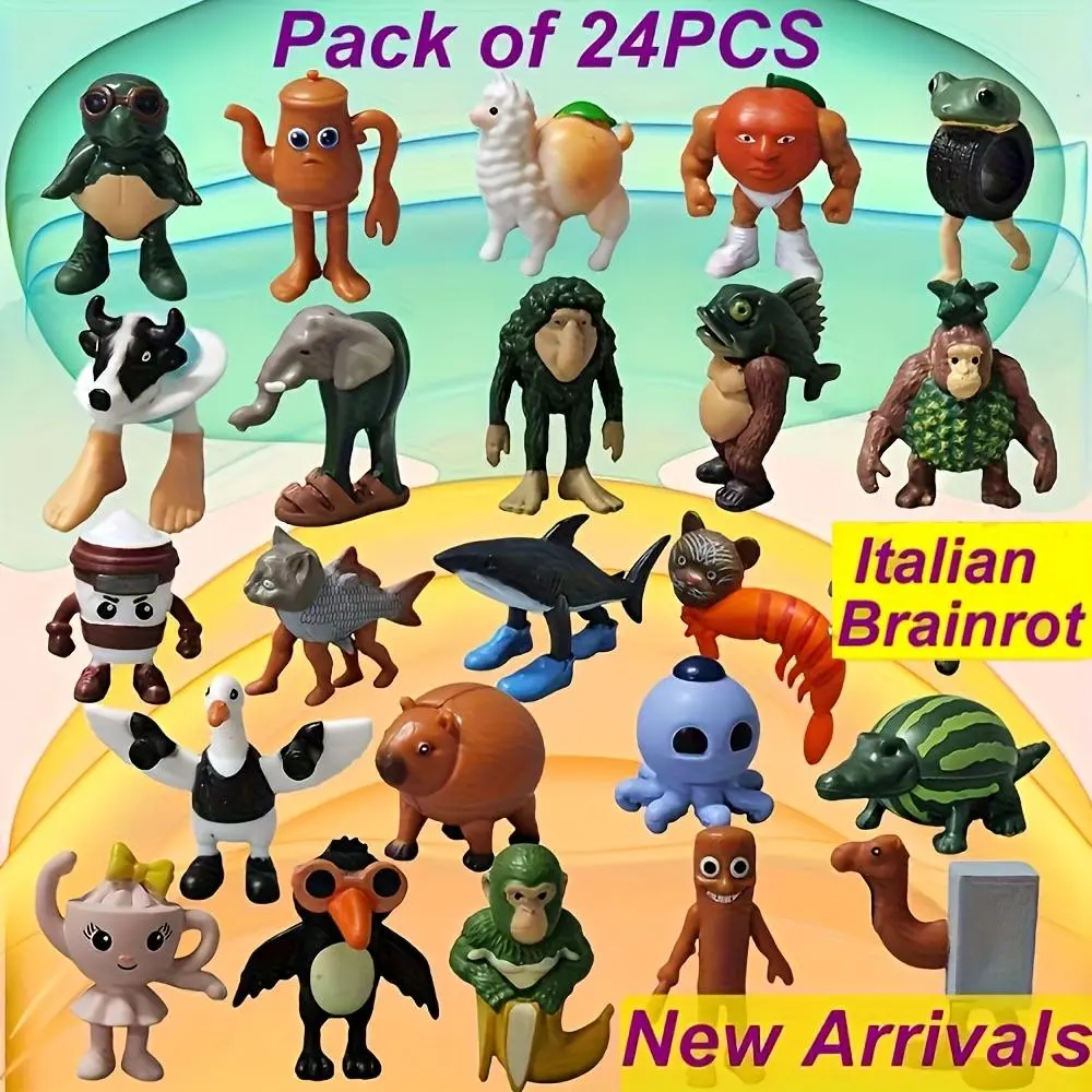 24-Piece Italian Creative Animal Statue Set, Collectible Figurines, Desktop Decor, Holiday Gifts, Perfect for Christmas and Birthdays, Cute Figurines