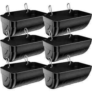 Goat Feeders Hanging, Chicken Waterer Feeder Trough for Poultry Livestock (6 * 3.5 Quart Black)