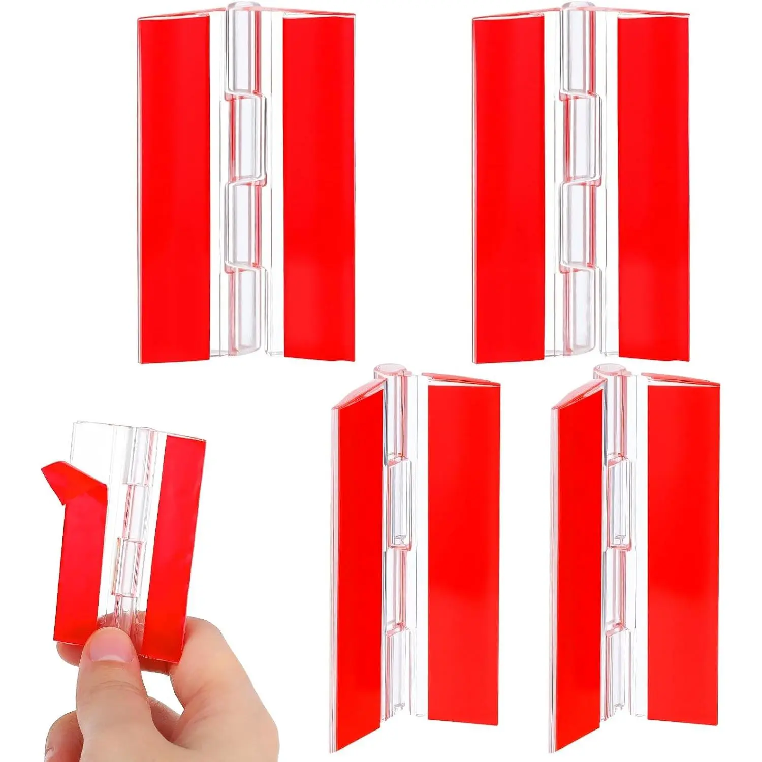 4 Pcs Clear Plastic Hinges, 65 x 40 mm Self-Adhesive Acrylic Transparent Continuous Folding Hinge for Crafts Aquarium Lid Cabinet Furniture Display Stand