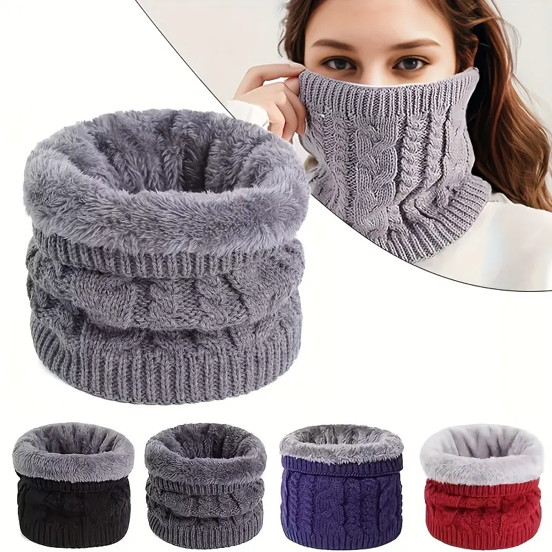 Unisex Winter Warm Scarf, Cold-Proof -Lined Neck Gaiter, Solid Color Neck Warmer