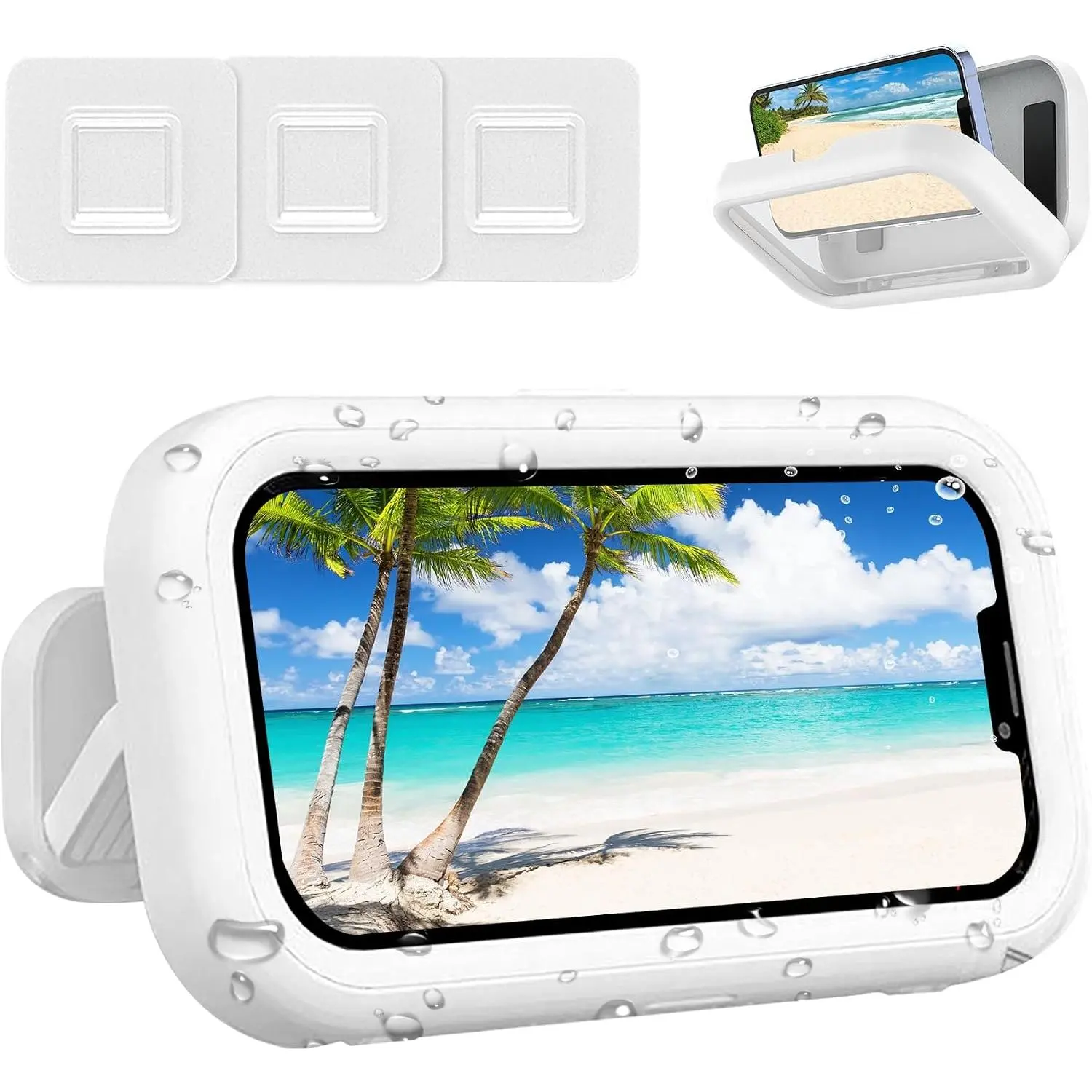 Mobile Phone Accessories Model 1 Shower Holder Mount - 480° Rotatable, ABS Synthetic, Splash-Proof, Adhesive Suction with Mounting Hook, Compatible with 4-7" Devices, Suitable for Bathroom, Kitchen