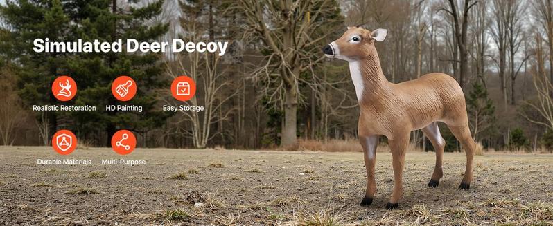 VEVOR Deer Decoy Outdoor Realistic Durable Doe Decoys for Hunting Foldable Legs 1-Pack