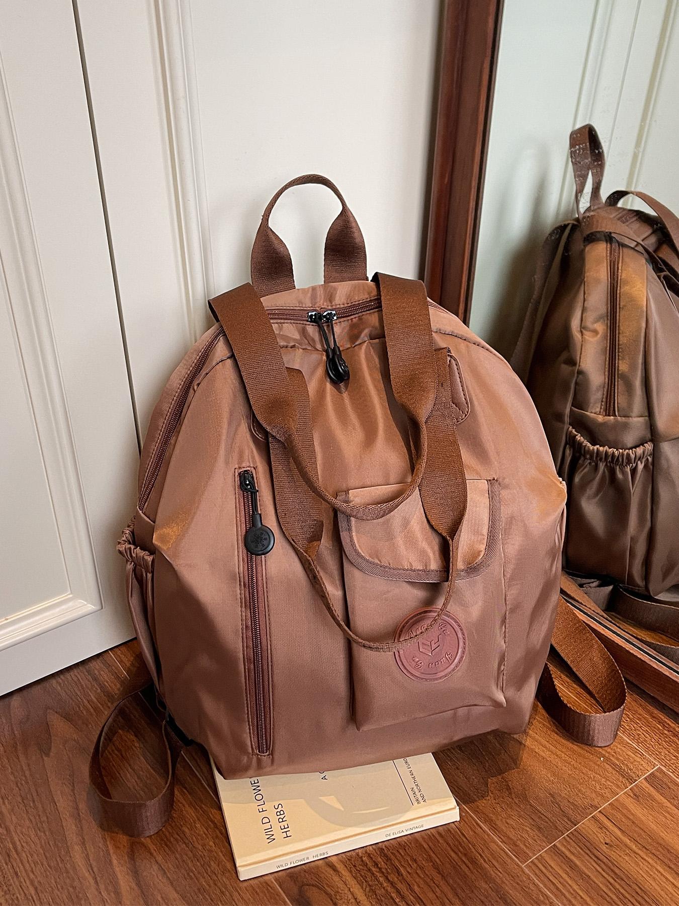 Women's backpack is fashionable, simple, casual, retro, versatile, solid color, multi-functional, suitable for daily travel, school, travel backpack Casual Daypack