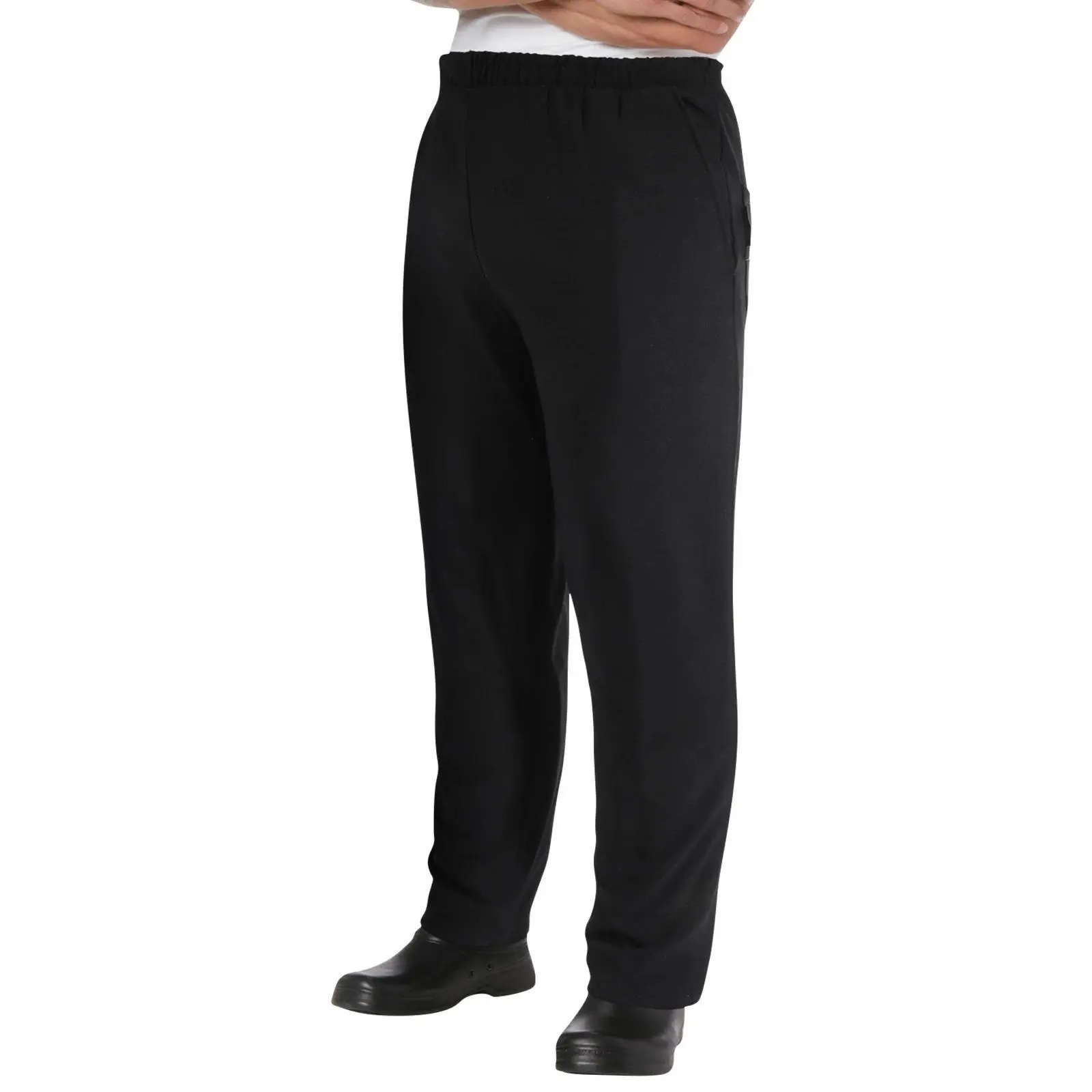 Men's Loose Fit Plain Cargo Pants - Polyester-Cotton Uniform Work Trousers with Elastic Waist, Breathable, Oil-Proof for Restaurant Kitchens (Menswear Workwear), Relaxed Fit