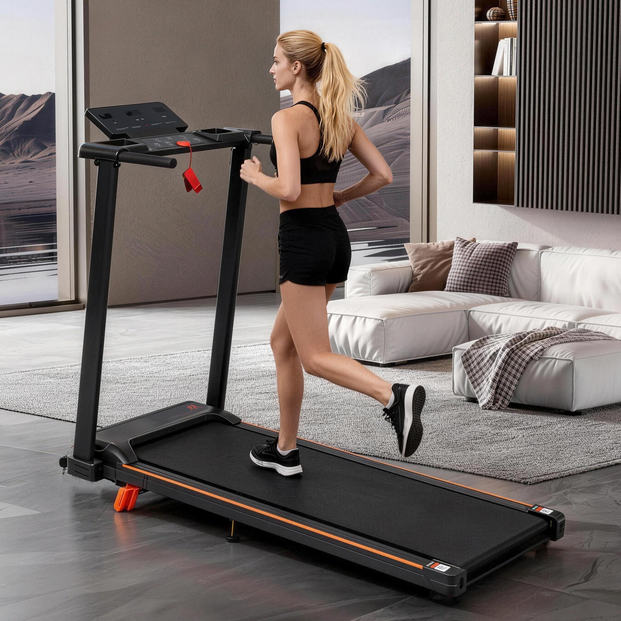 3.0HP Foldable Treadmill with 8% Incline, 40.94x14.17 Inch Anti-Slip Running Belt, Double Shock Absorption, 1–8 MPH Speed, 12 Preset Programs, 265LBS Capacity, Quiet Home Office Fitness Running Machine