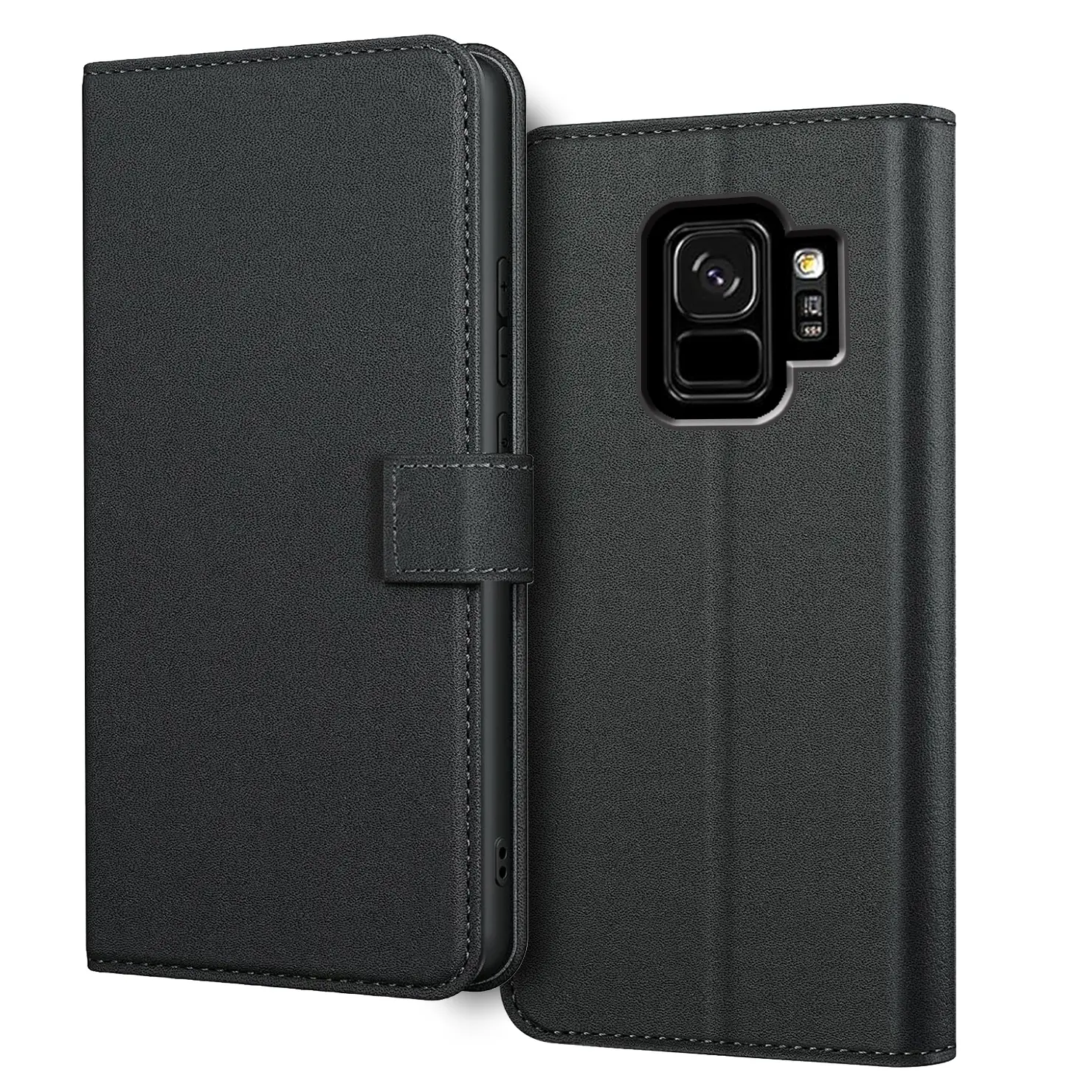For Samsung Galaxy S9 / S9+ Plus Case With Kickstand PU Leather Card Slot Black Wallet Flip Protective Phone Case Cover