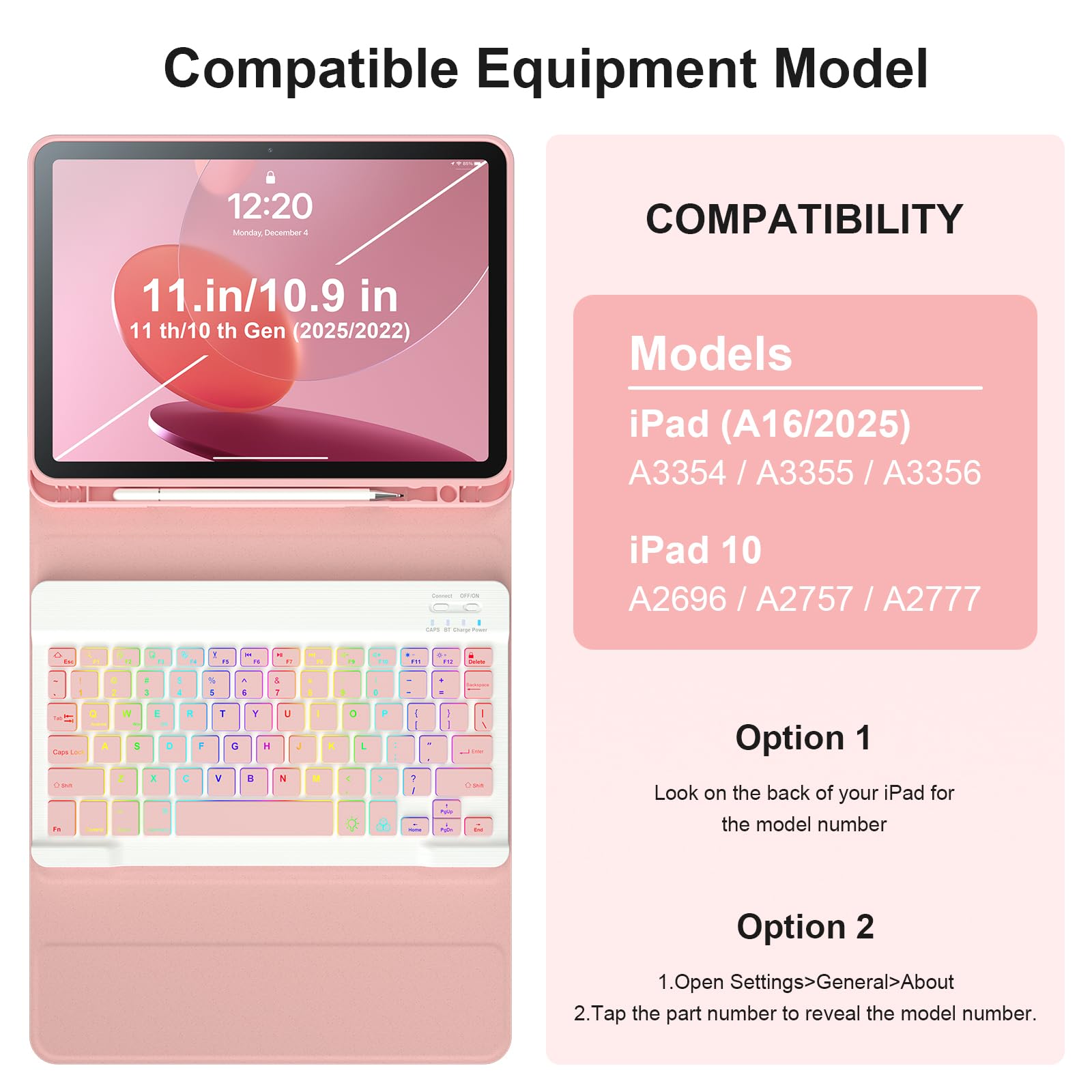 Ipad 11th 10th Generation Case With 10.9 Inch 2022 Detachable Wireless 7colors Backlight Pencil Holder For And Magnetic Disc Universal Stylus Pen Gen Pink Ipad 11th 10th Generation Case With 10.9 Inch 2022 Detachable Wireless 7colors Backlight Pencil Holder For And Magnetic Disc Universal Stylus Pen Gen Pink