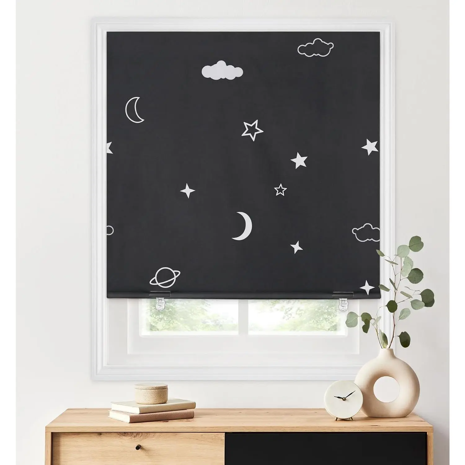 100% Blackout Roller Shades, 35"x72", Stars