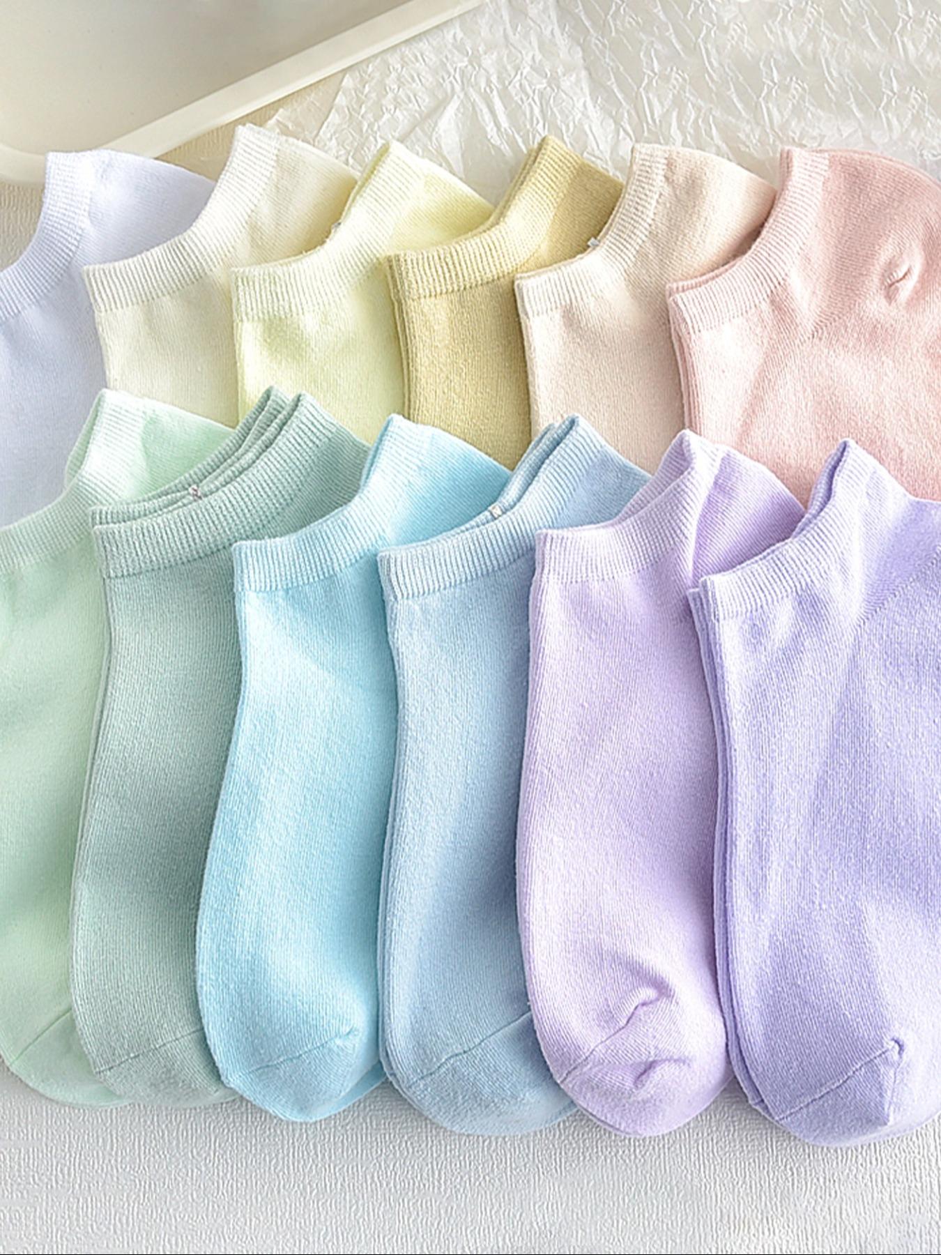 Random Color Women's Solid Ankle Socks, Casual Moisture Wicking Low Cut Socks, Soft Comfy Breathable Socks for All Seasons Daily Wear, Underwear, Breathable Polyester Socks