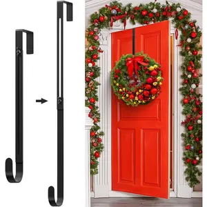 Metal Wreath Hanger for Front Door, Adjustable Wreath Hanger from 12-20", Single Hook, Heavy Duty, Holds up to 20 lbs, Over-the-Door Hook for Hanging Easter, Halloween, Fall, Christmas Decorationsfidget toys