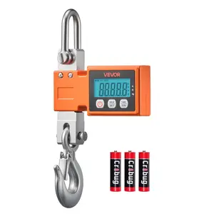 VEVOR Digital Crane Scale, 1100 lbs/500 kg Max Capacity, Heavy Duty Industrial Hanging Scale with Cast Aluminum Case LCD Display, 0.2 lbs Division 3 Unit Switch, Auto-Off Setting for Garage