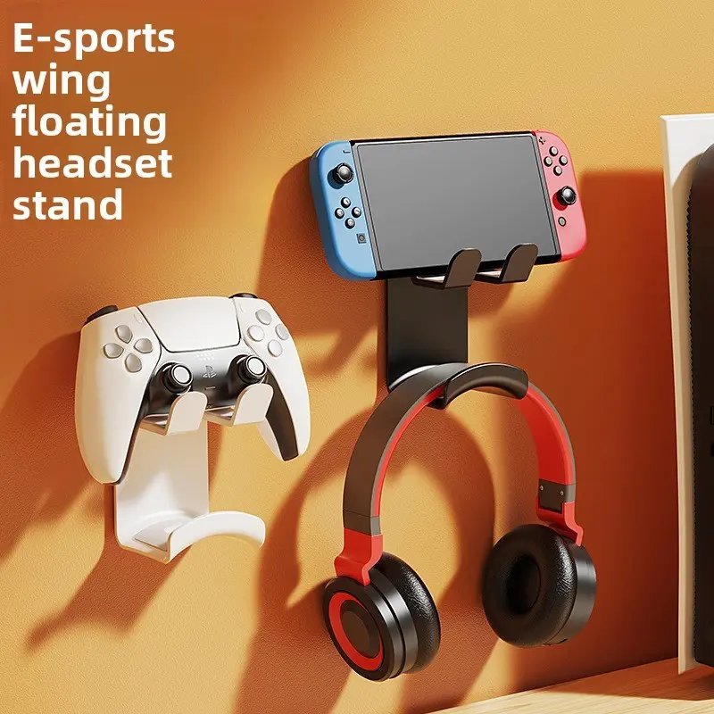 Game Controller Headset Stand Design, Wall and Desk Mount, No Drilling, Compatible with Ps5 Xbox Switch, Adhesive Holder for Game Controllers and Headsets