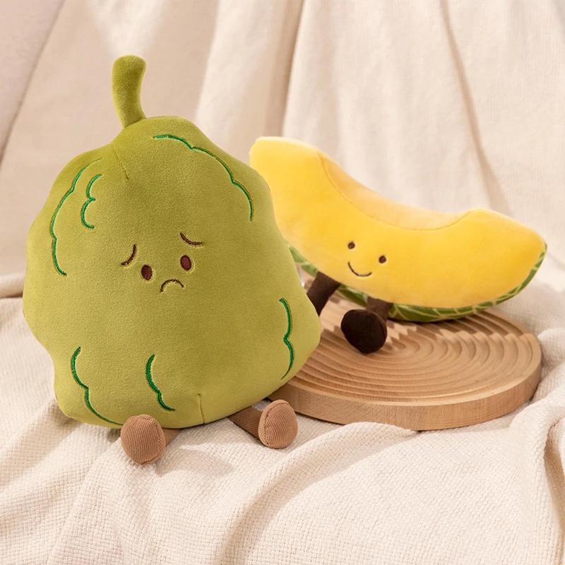 Creative Fruit Plush Toy Watermelon Durian Cantaloupe Balsam Pear Doll Stuffed Pillow Kawaii Room Decor Activity Gift