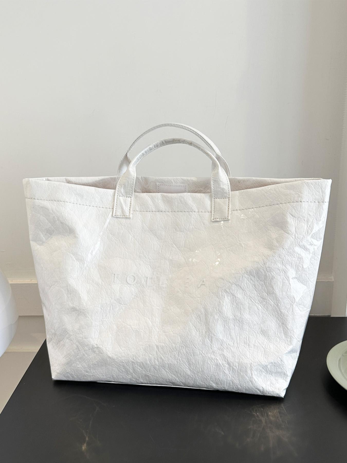 Fashionable Solid Color Tote Bag, Large Capacity Bag for Women & Men, Casual Trendy Versatile High-quality Daily Commuting Bag, Girl Fashion Bag