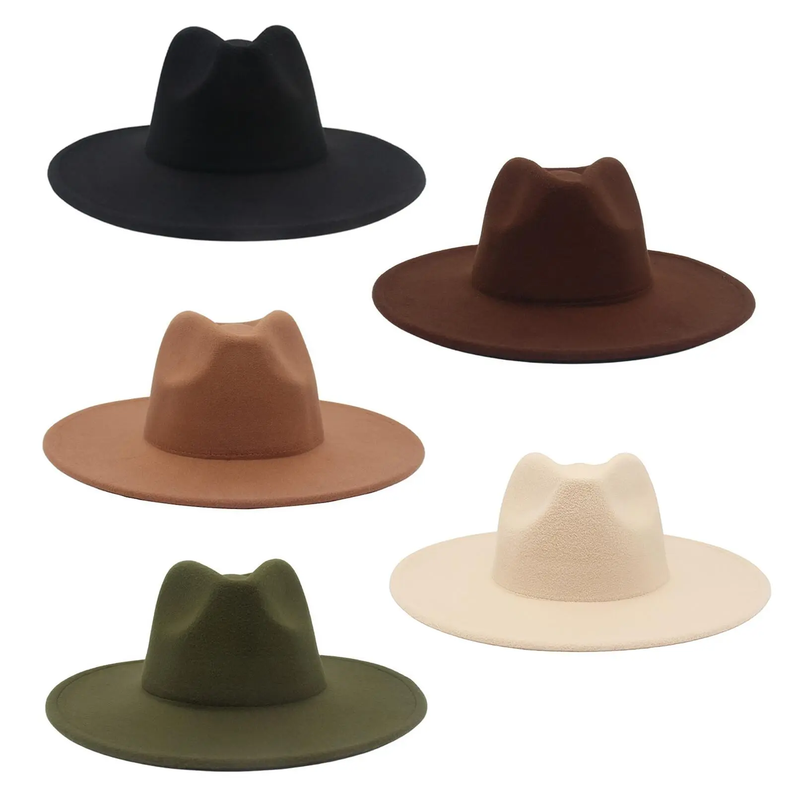 Classic Western Wide Brim Fedora Hat for Men Women Felt Jazz Panama Cap Trilby