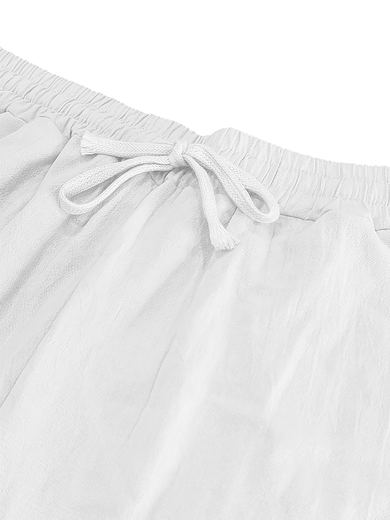 Men's Solid Color Linen Pants, Loose Casual Comfy Waterproof Quick-drying Tactical Casual Slant Pocket Pants for Outdoor Hiking, Men's Trousers for All Weather Conditions, Menswear, Casual Lounge Pants, Casual Sport Trousers