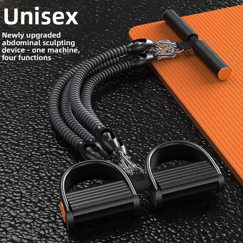 Pedal resistance trainer with anti-breakage four-strand resistance rope for leg exercises, home abdominal muscle training, and sit-up assistance