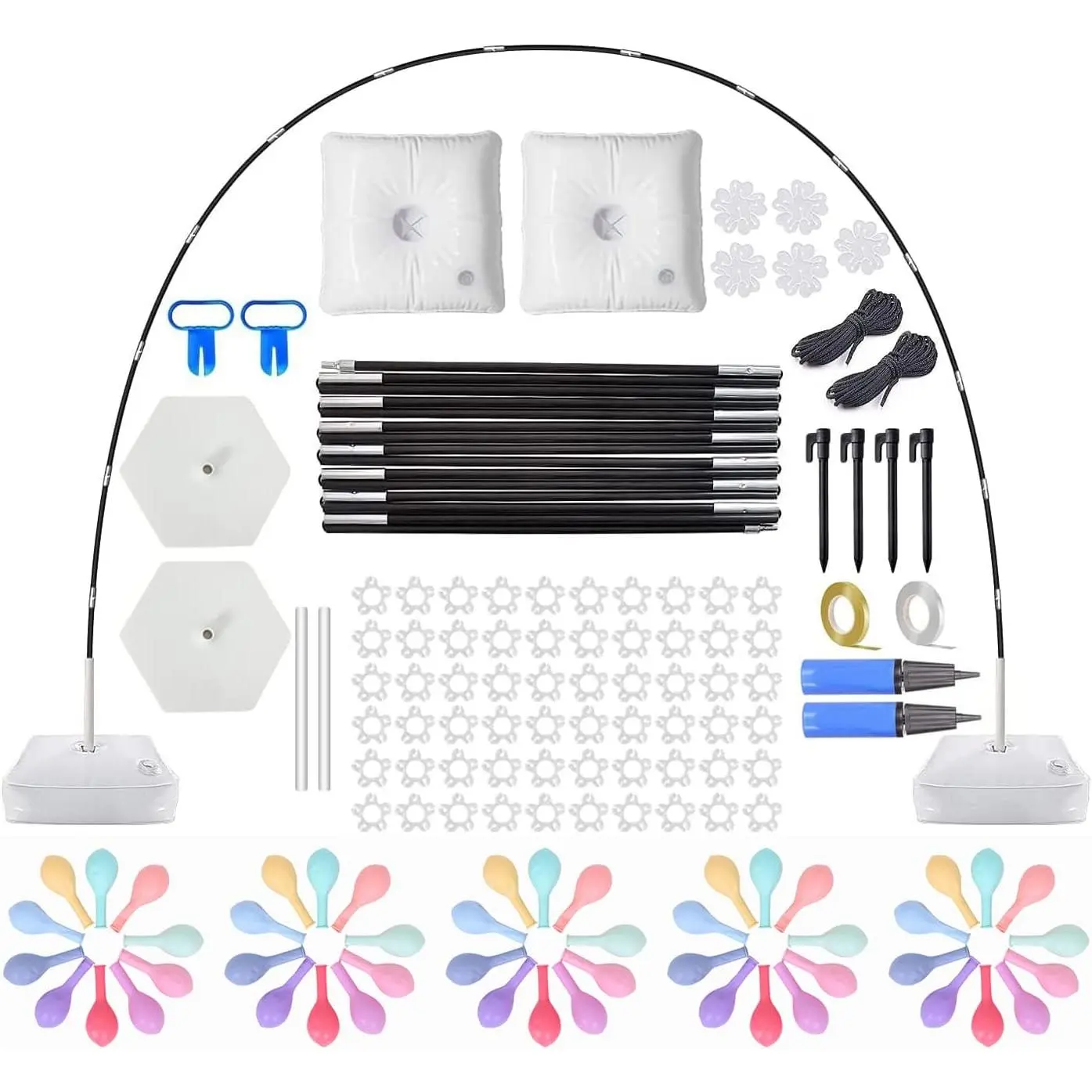 118 PCS Balloon Arch Kit, 10 Ft Balloon Arch Stand with Fillable Base and Balloon Kit for Wedding Graduation and Birthday DIY Supplies Halloween Decorations