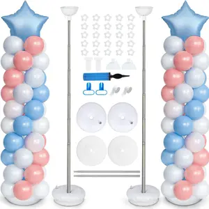 1Pcs Per Set Floor Balloon Column Stand Kit, Party Balloons Decorations, Reusable Metal Balloon Tower Pillar with Stable Base, Height Adjustable Balloon Arch Support Stand, Ideal for Wedding, Birthday, Baby Shower, Party Decoration