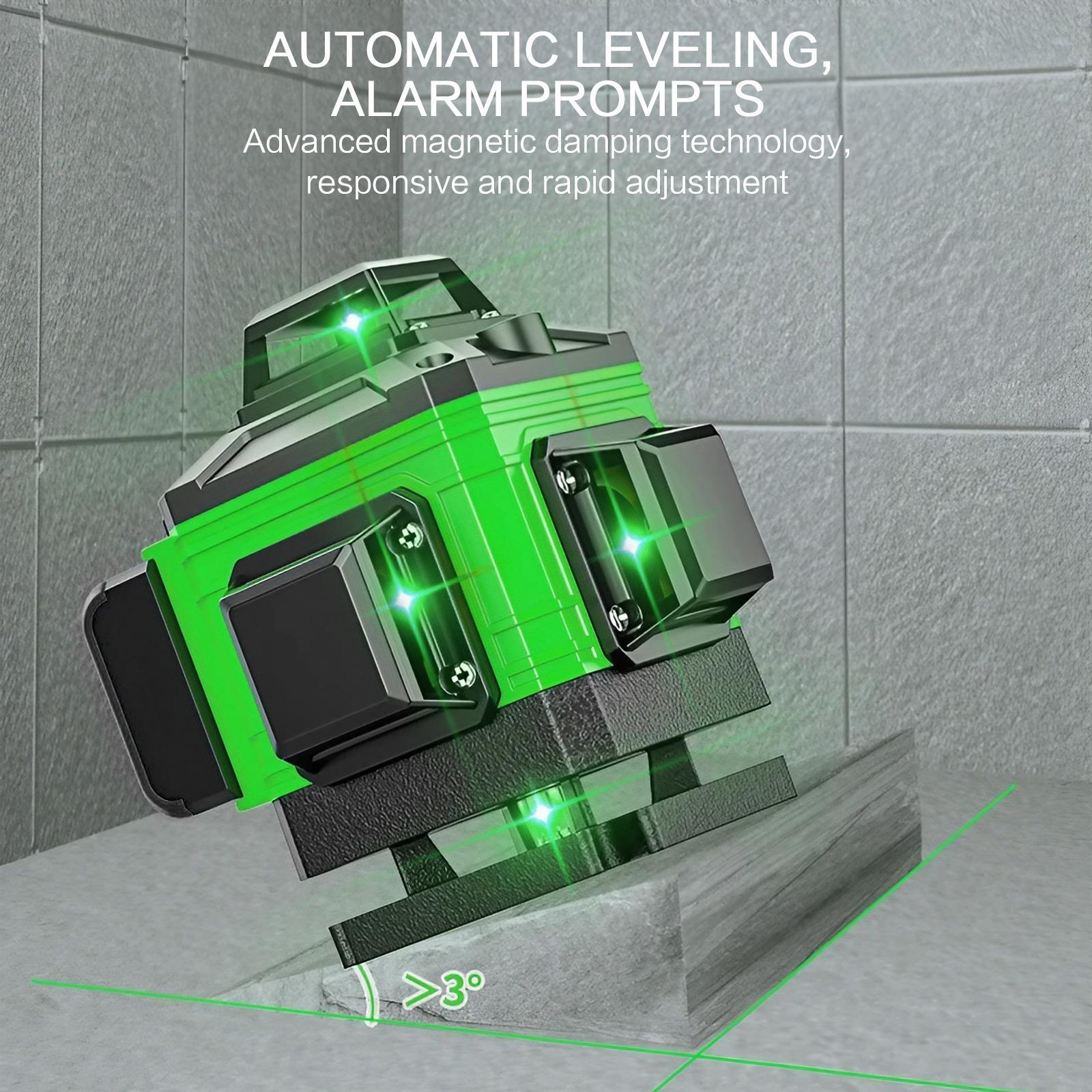 16 Lines Laser Level, 1 Set 4*360° Brightness Adjustable Laser Level with Remote Control & Charger, Professional Laser Level for Indoor & Outdoor