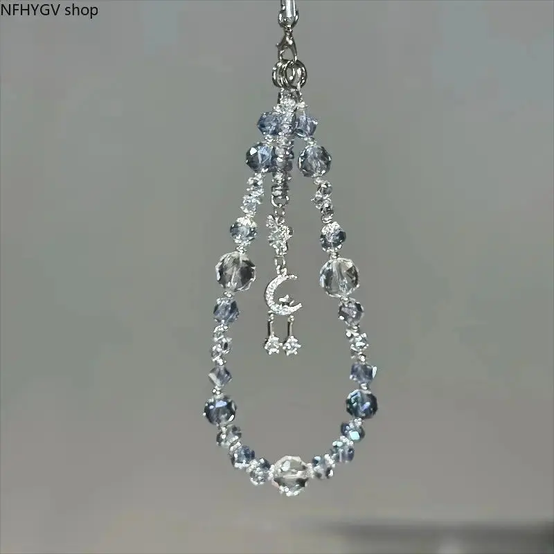 Cellphone Accessory Phone Charm, 1pc Dazzling Rhinestone Crystal Beaded Lanyard Chain, Flash Luxury CCD Camera Strap, Shiny Decorative Ornament For Smartphone, Sweet Birthday And Holiday Gift Suitable For Her Daily Matching