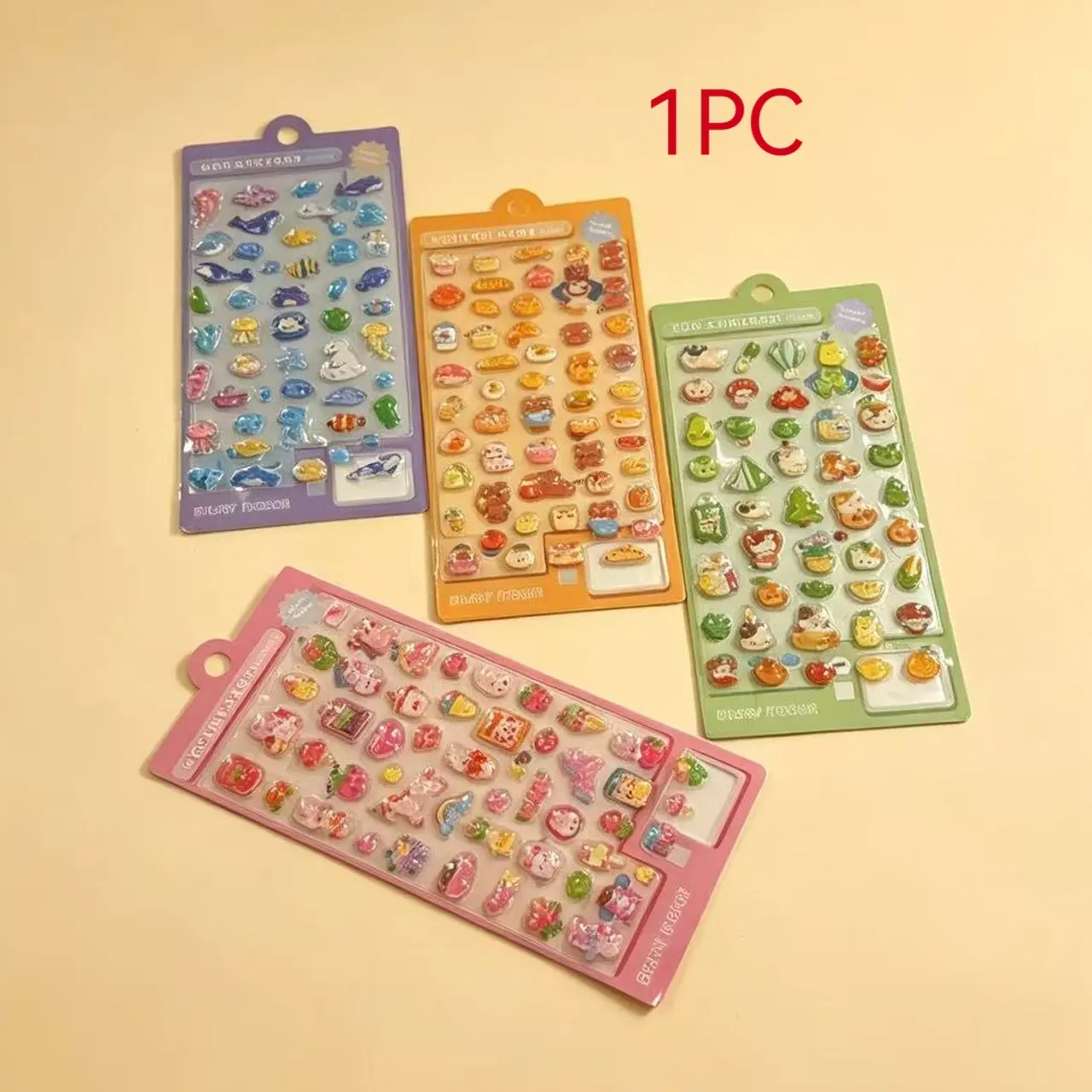 3D Sticker Set, Seafood, Dessert, Vegetables, Candy, Self-Adhesive, DIY Decor, Kids Craft, Party Gift