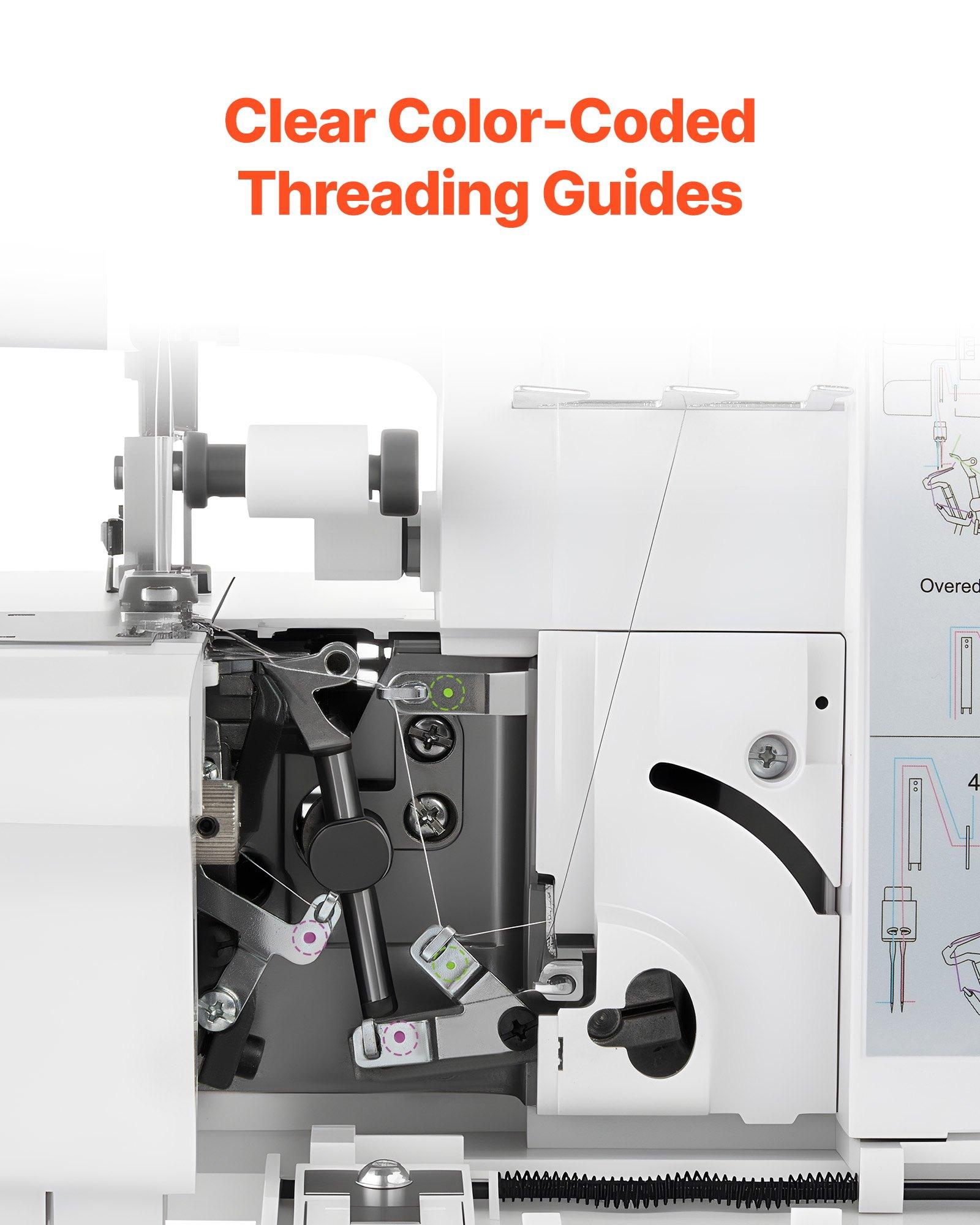 VEVOR Serger Overlock Sewing Machine, 1250 Stitches Per Minute, 2-3-4 Thread Capability, 0.7-2 Adjustable Differential Feed, with Free Arm and LED Light, Sewing Machine for Various Fabrics, White VEVOR Serger Overlock Sewing Machine, 1250 Stitches Per Minute, 2-3-4 Thread Capability, 0.7-2 Adjustable Differential Feed, with Free Arm and LED Light, Sewing Machine for Various Fabrics, White