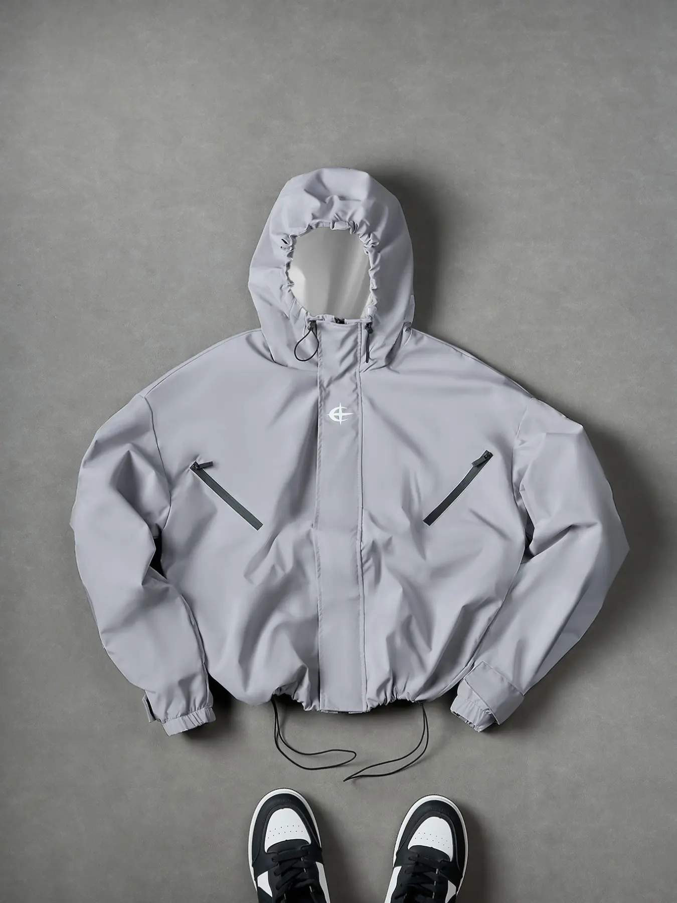2026 New Arrival Men Minimalist Techwear Windbreaker Hoodie Jacket Solid Color Water Resistant Drawstring Hem & Hood Zip Side Pocket Lightweight, Loose, Oversized Outerwear Black Gray Army Green Navy Multi Colors City Camping Daily Spring Fall