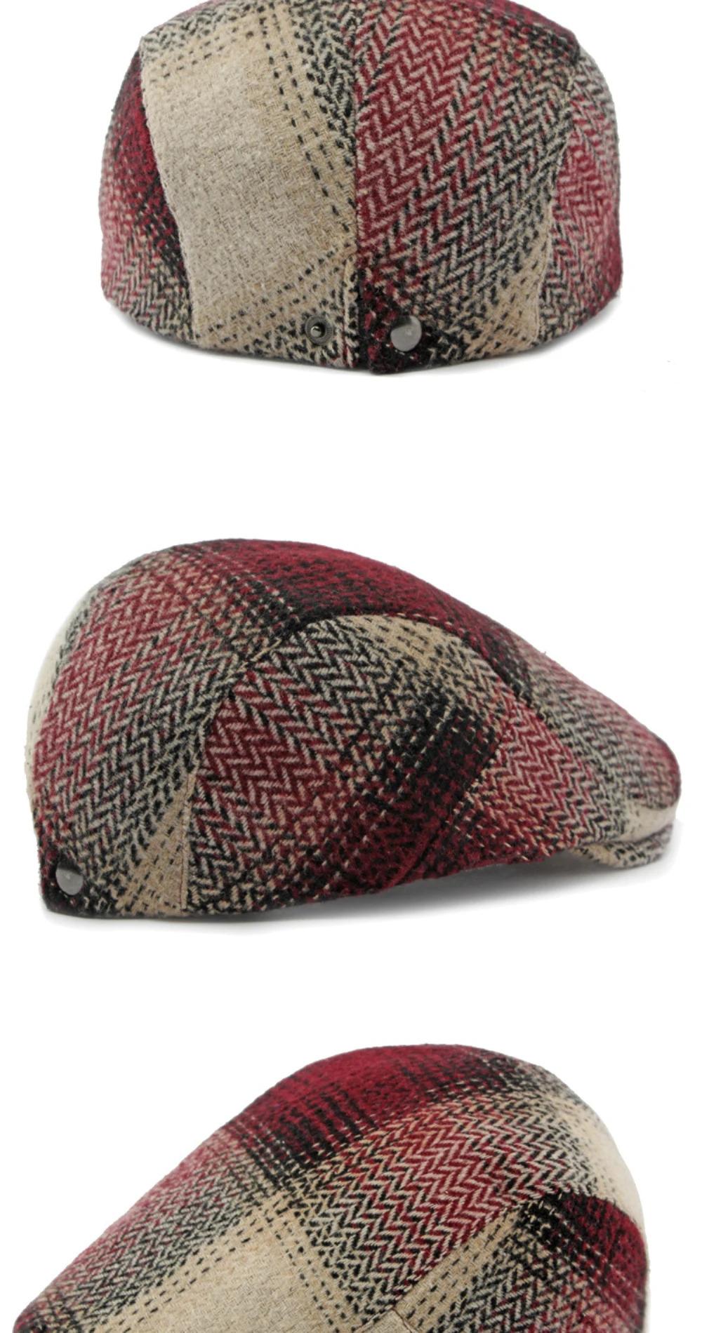 HT4238 Berets New Plaid Artist Painter Beret Hat Male Female Spring Autumn   Flat Caps for Men Women Retro Beret Caps