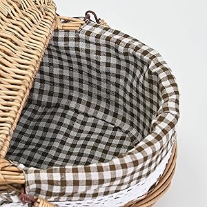 Wicker Picnic Basket with Lid and Handle Sturdy Woven Body with Washable Lining,Little Flowers Wicker Picnic Basket with Lid and Handle Sturdy Woven Body with Washable Lining,Little Flowers