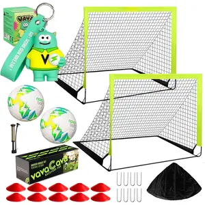 VavaCava 4'x3'  Soccer Goal Set, 2 Portable Pop Up Soccer Goals for Backyard, 2 Size 3 Balls, 10 Cones, Pump, Carry Bag, Little   & SGS Certificate,  Soccer Net