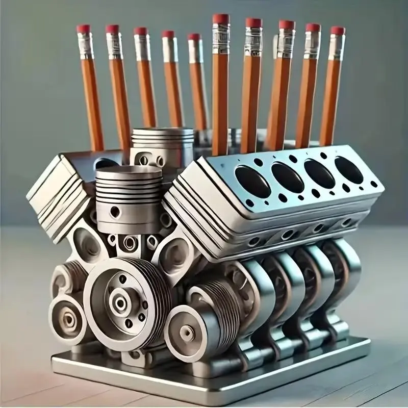 Engine Cylinder Resin Ornament for Office Decor, Car Themed Gift for Enthusiasts, Stylish Desk and Room Decoration, Unique Home Accent